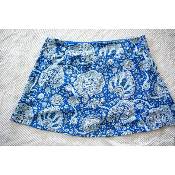 NEW Coolibar Sandbar Swim Skort XXL Bathing Suit Paisley Blue SPF 50 Resort Pool - Picture 4 of 5